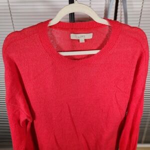 Ann Taylor LOFT $85 XL Red Fuzzy Wool Mohair Blend Pullover Scoop Neck Sweater